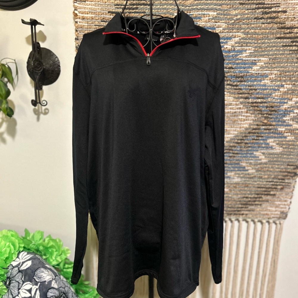 Spyder Active Black Quarter-Zip Pullover with Red Trim